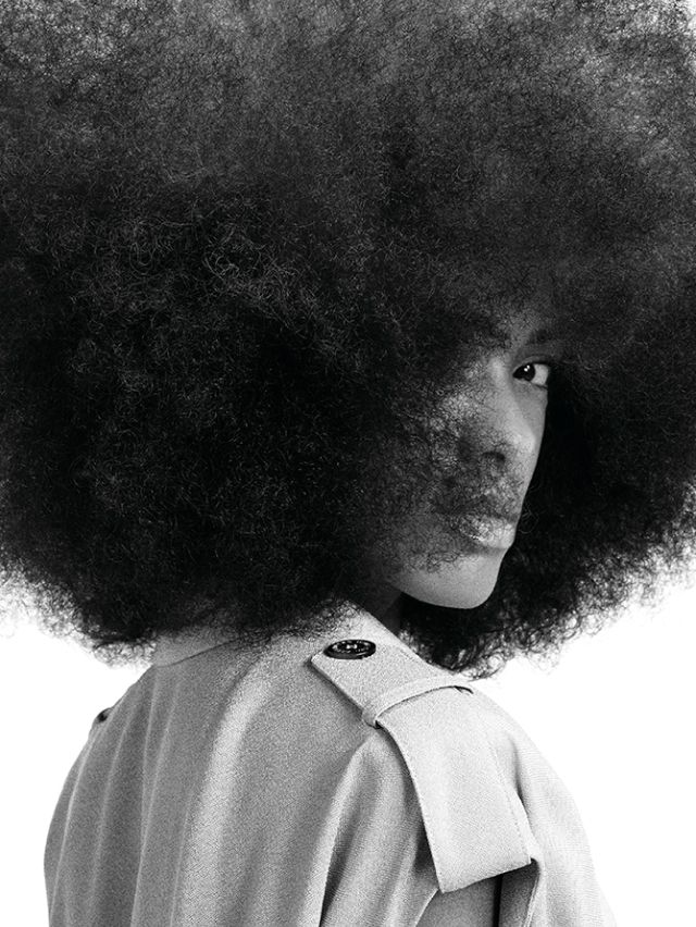 Woman with an afro look hairstyle